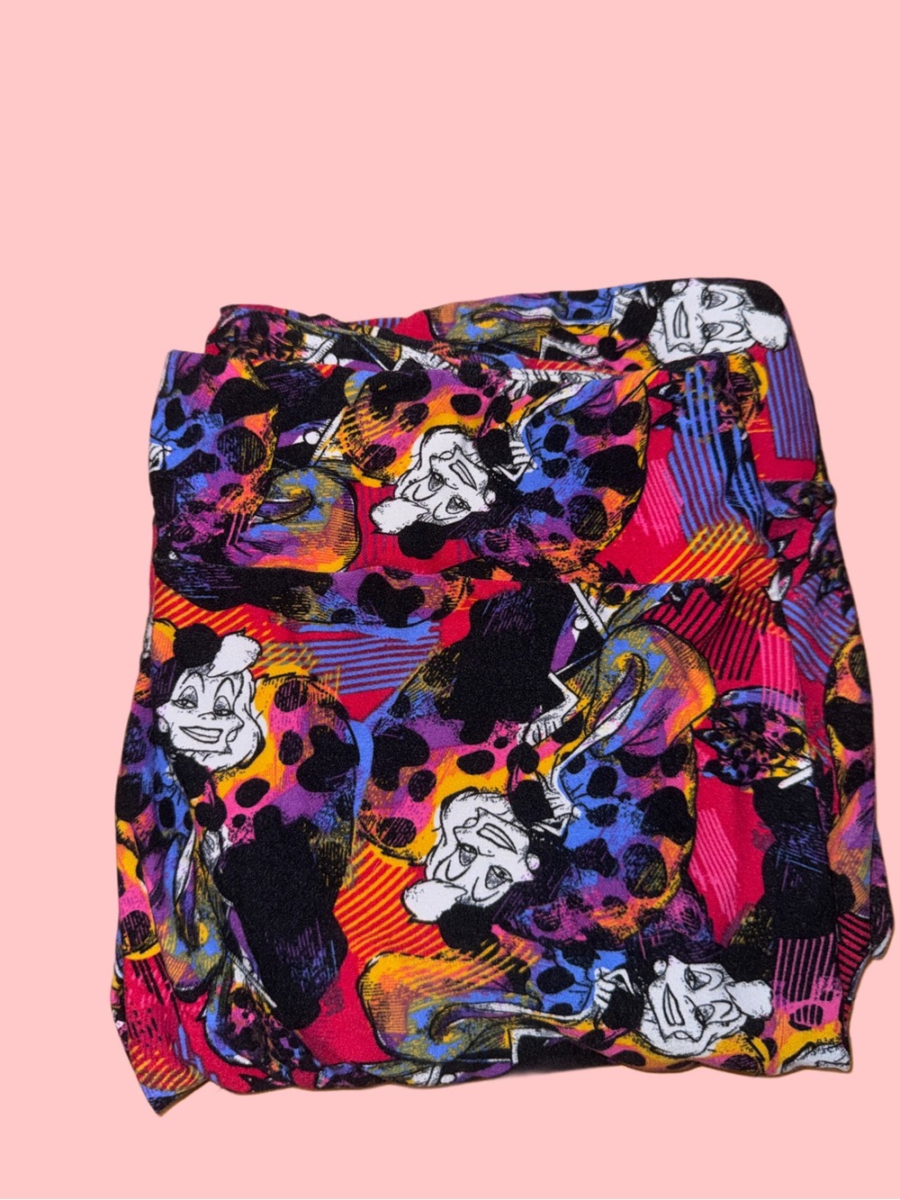 LuLaRoe Leggings in Pink, Purple, Blue, Black & Yellow Abstract Print